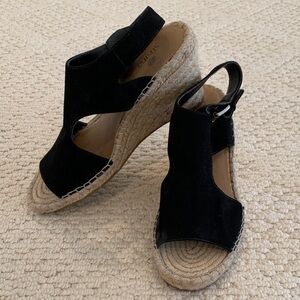 Susina Black Suede Wedge Sandal. Size 8. Great Condition.